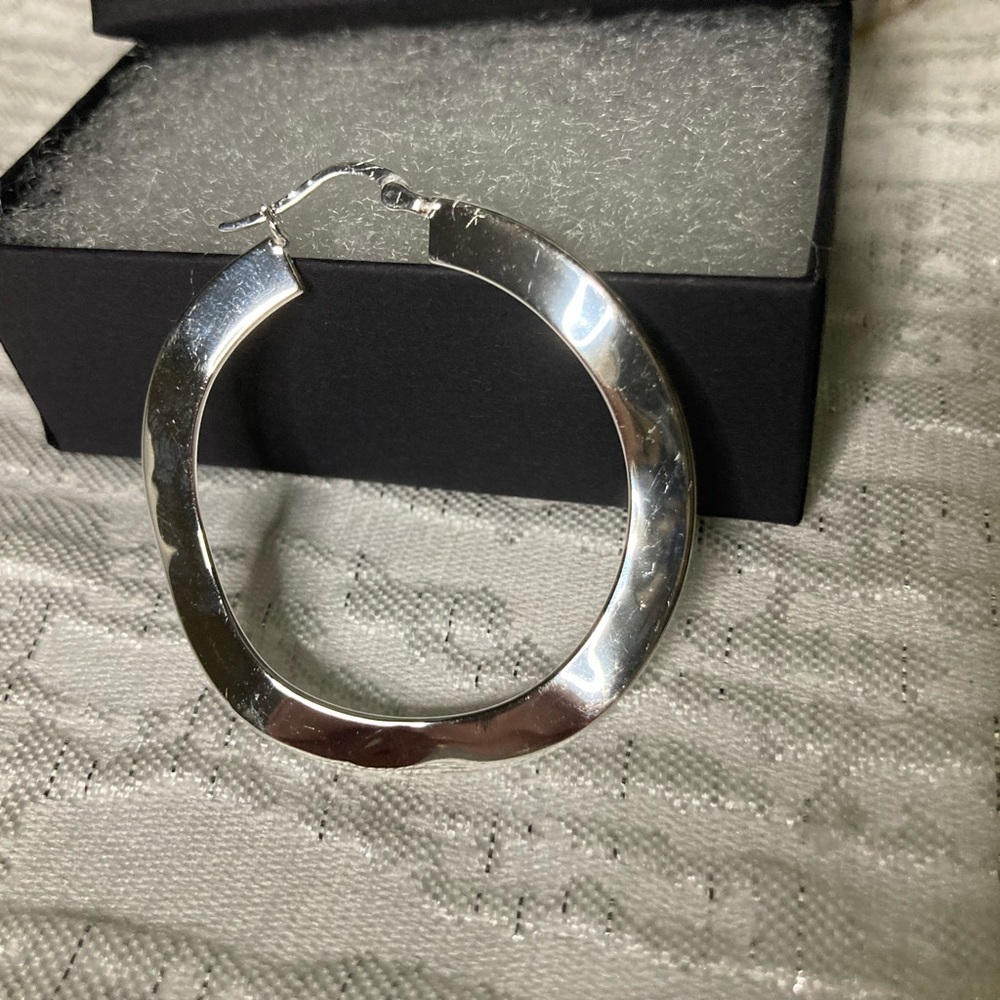 Silver Hoop Earrings - Picture 2 of 6